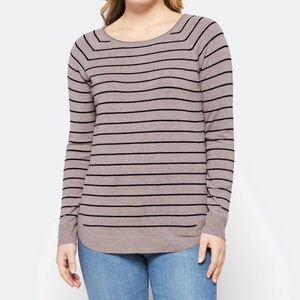Pink Clover Sweater | Tan with black stripes